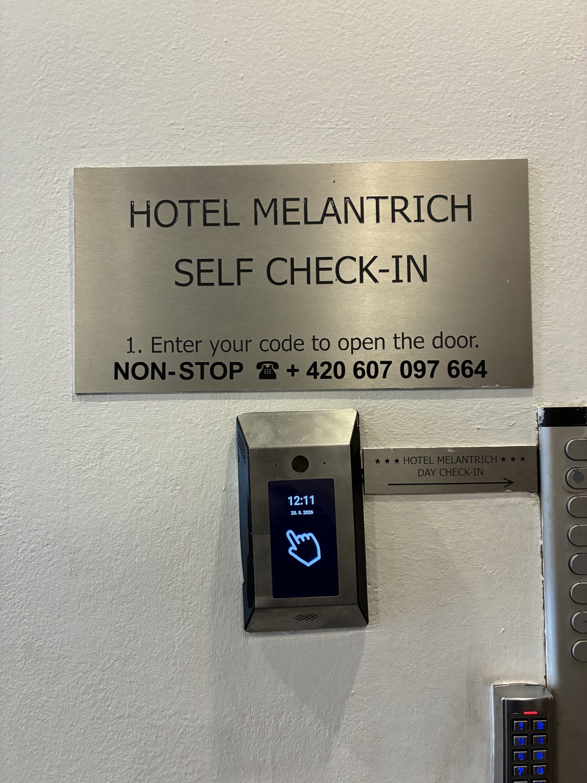 Touchscreen for entering the main entrance access code