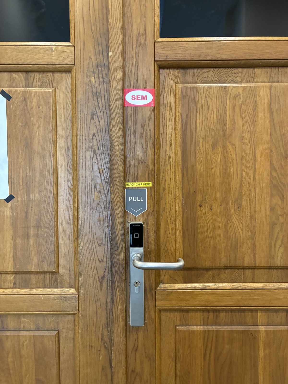 Main wooden entrance door of Hotel Melantrich