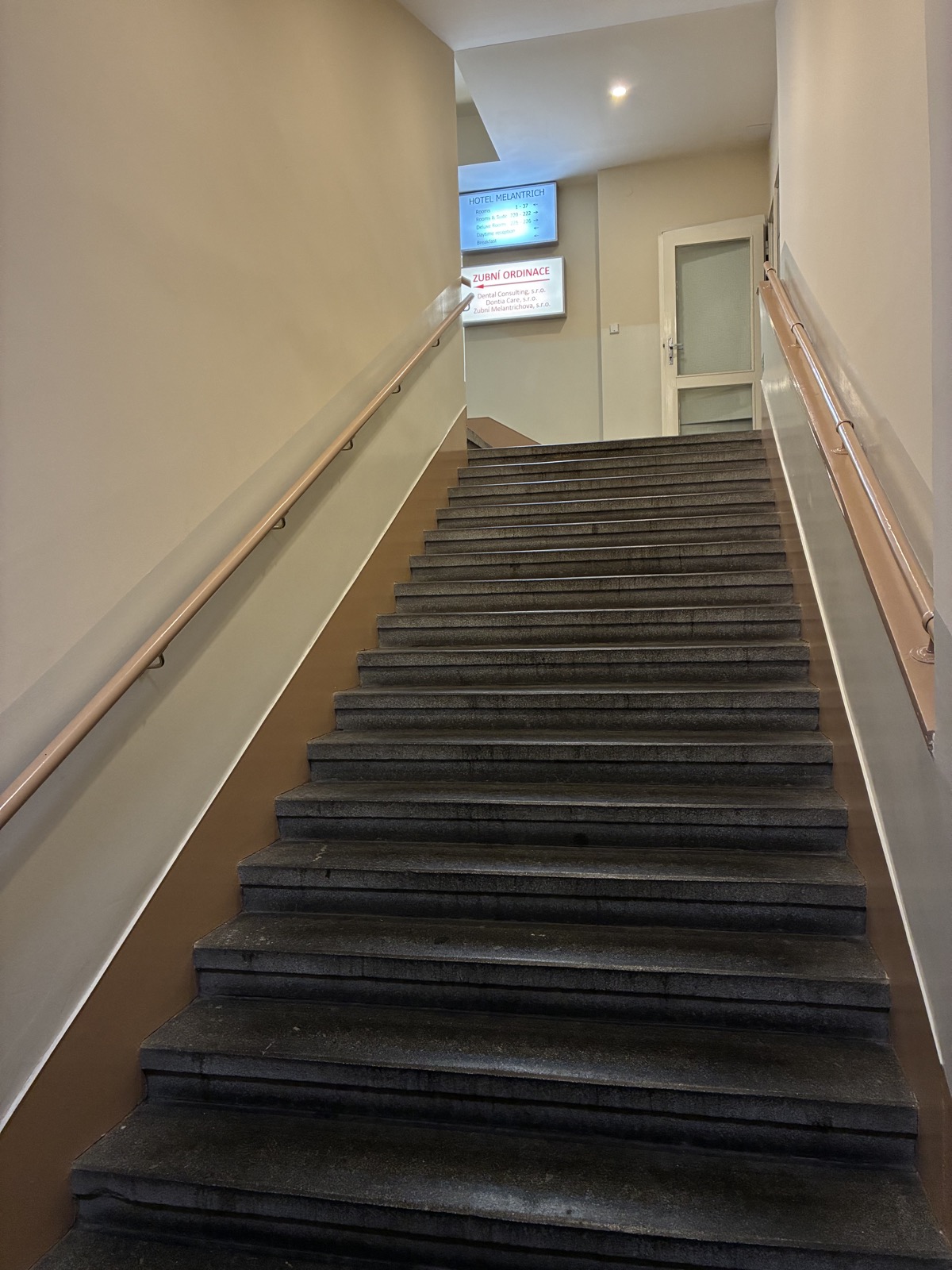 Stairs leading from the main entrance to the Key Spot